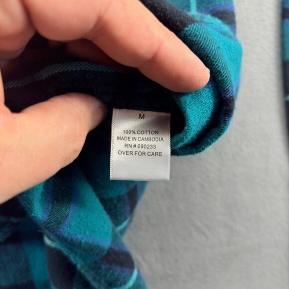 Quicksilver Flannel Shirt Men Medium Blue Plaid Long Sleeve Button Up Y2K Skater - Picture 4 of 8